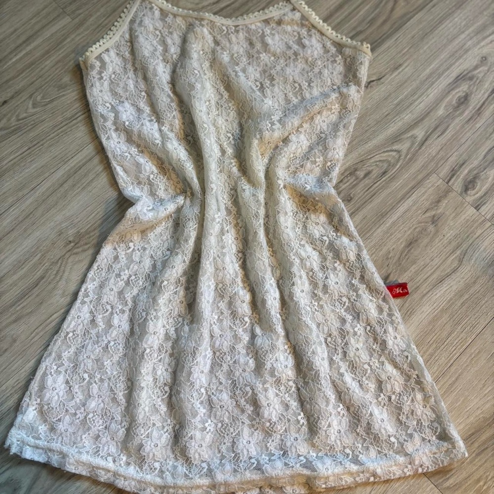 Sheer Cream Lace Mini Dress